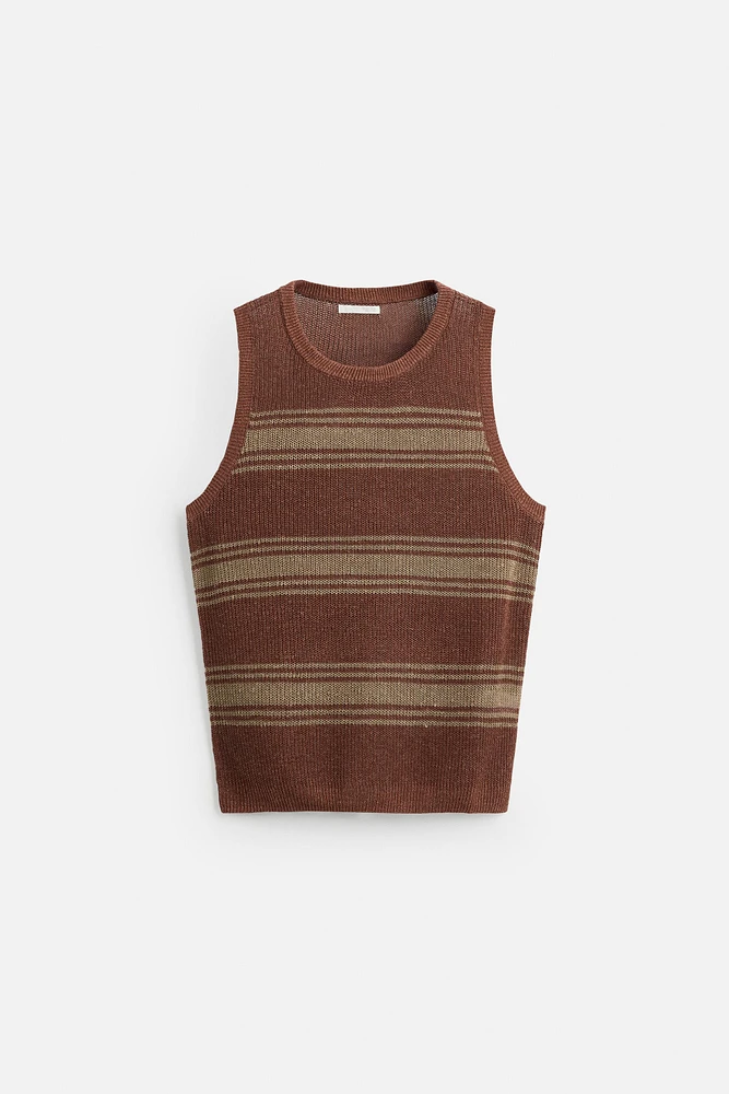 T-SHIRT EN MAILLE DÉBARDEUR LIN - VISCOSE