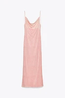 PRINTED TULLE SLIP DRESS