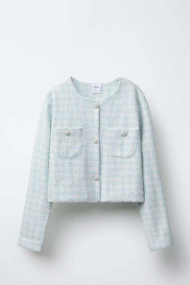 JEWEL BUTTON TEXTURED JACKET