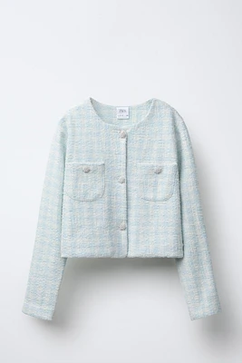 JEWEL BUTTON TEXTURED JACKET