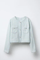JEWEL BUTTON TEXTURED JACKET