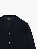 Merino wool V-neck knit cardigan