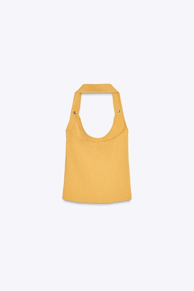 RIBBED HALTER TOP