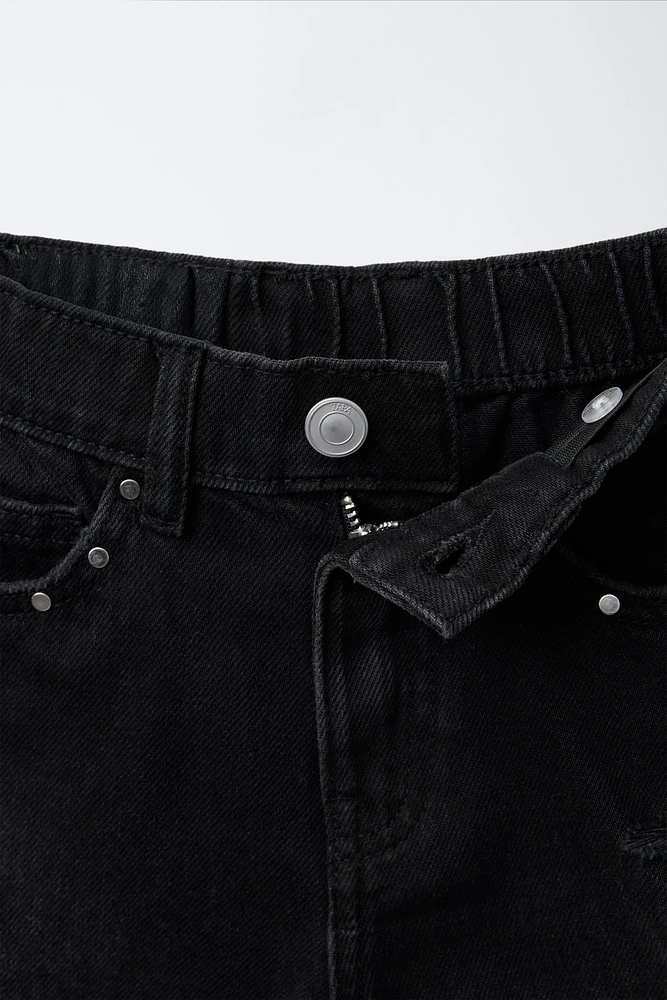 RIPPED DENIM SHORTS WITH STUDS