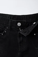 RIPPED DENIM SHORTS WITH STUDS
