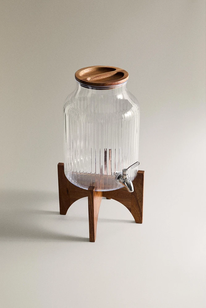 ACACIA WOOD DISPENSER WITH STAND