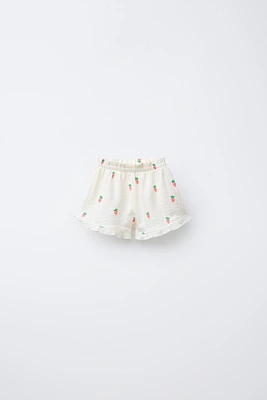 STRAWBERRY PRINT FLOUNCE SHORTS
