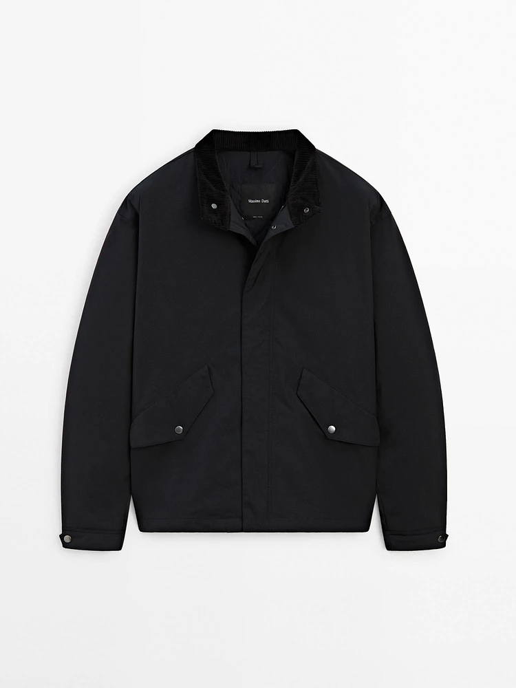 Parka courte avec col en velours côtelé