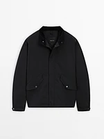 Parka courte avec col en velours côtelé