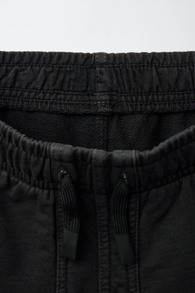 WASHED-EFFECT PLUSH SHORTS