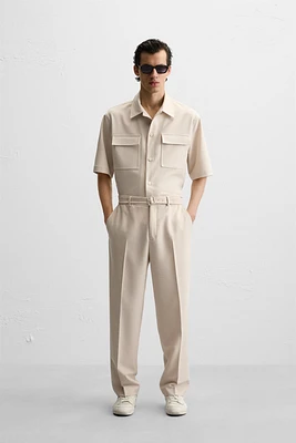 REGULAR FIT BELTED PANTS