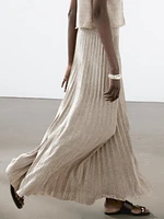 Melange linen blend midi skirt