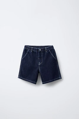 LABEL TRIM DENIM SHORTS