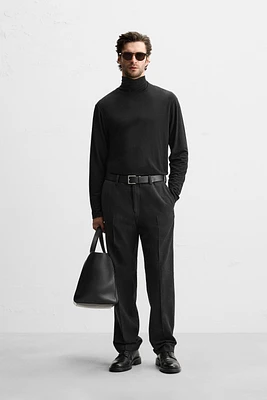 WOOL BLEND TEXTURED PANTS