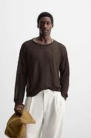 LINEN BLEND TEXTURED SWEATER