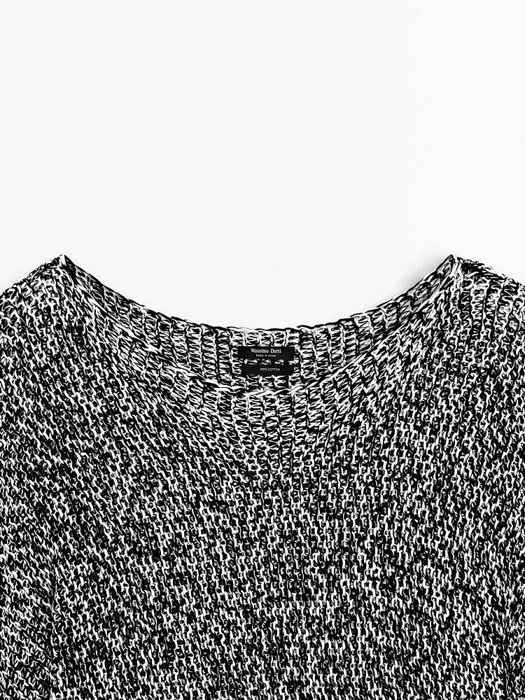 Pull en maille chinée 100 % coton