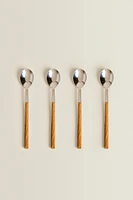 SET OF DESSERT SPOONS WITH WOOD-EFFECT HANDLES (SET OF 4)