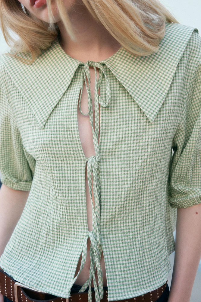 GINGHAM CROP SHIRT