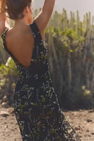 LONG FLORAL TULLE DRESS