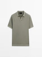 100% cotton knit polo collar sweater