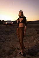 ZW COLLECTION 100% LINEN MIDI SKIRT
