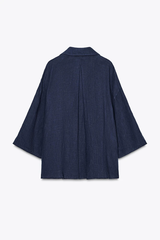 ZW COLLECTION 100% LINEN OVERSIZED SHIRT