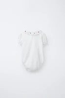 FLORAL EMBROIDERED COLLAR BODYSUIT