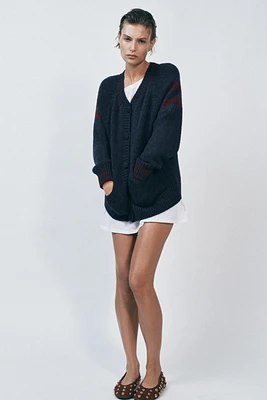 COMBINATION KNIT CARDIGAN