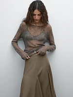 Asymmetric flounce midi skirt