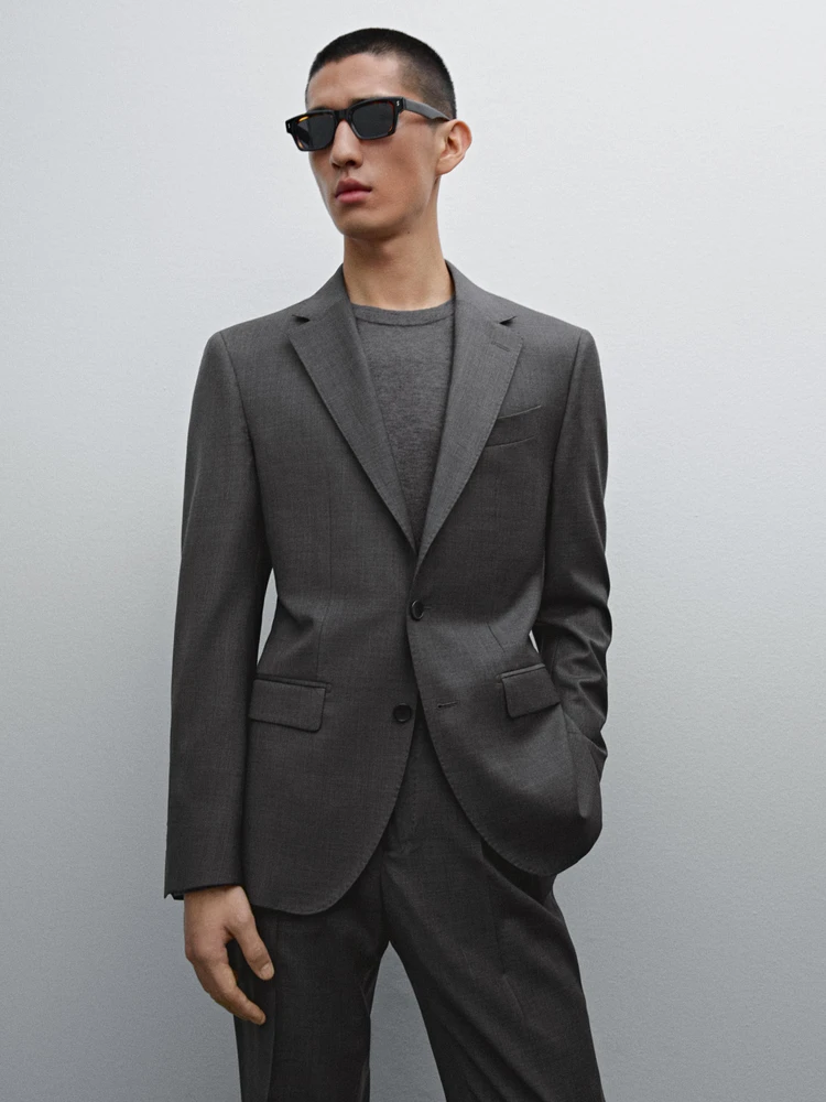 Veste de costume à carreaux 100 % laine