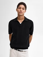 Short sleeve cotton knit polo shirt