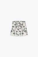 EMBROIDERED PAPER BAG BERMUDA SHORTS