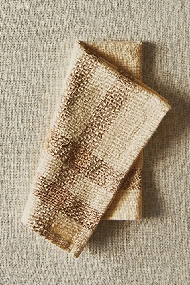 SERVIETTES DE TABLE COTON CARREAUX (LOT 2 UNITÉS