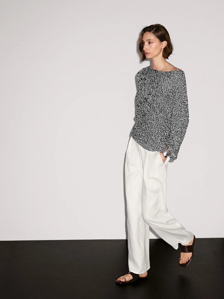 Pull en maille chinée 100 % coton