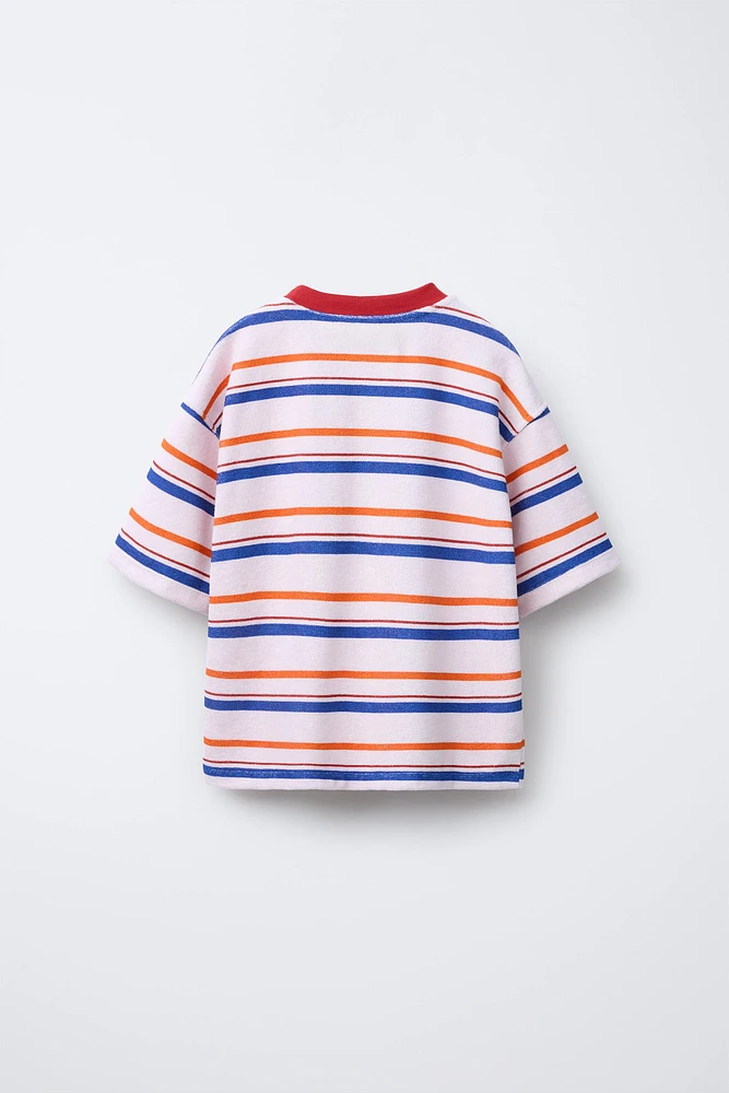 STRIPED TOWEL EFFECT T-SHIRT
