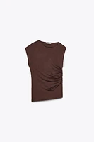 DRAWSTRING RUCHED T-SHIRT