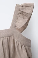EMBROIDERED COTTON LINEN TOP