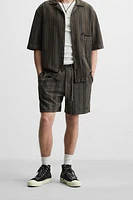 TEXTURED EMBROIDERED SHORTS