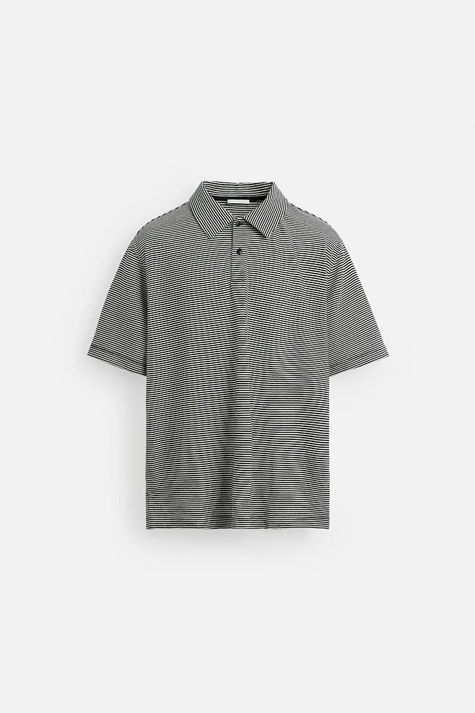 LINEN-COTTON STRIPED POLO SHIRT