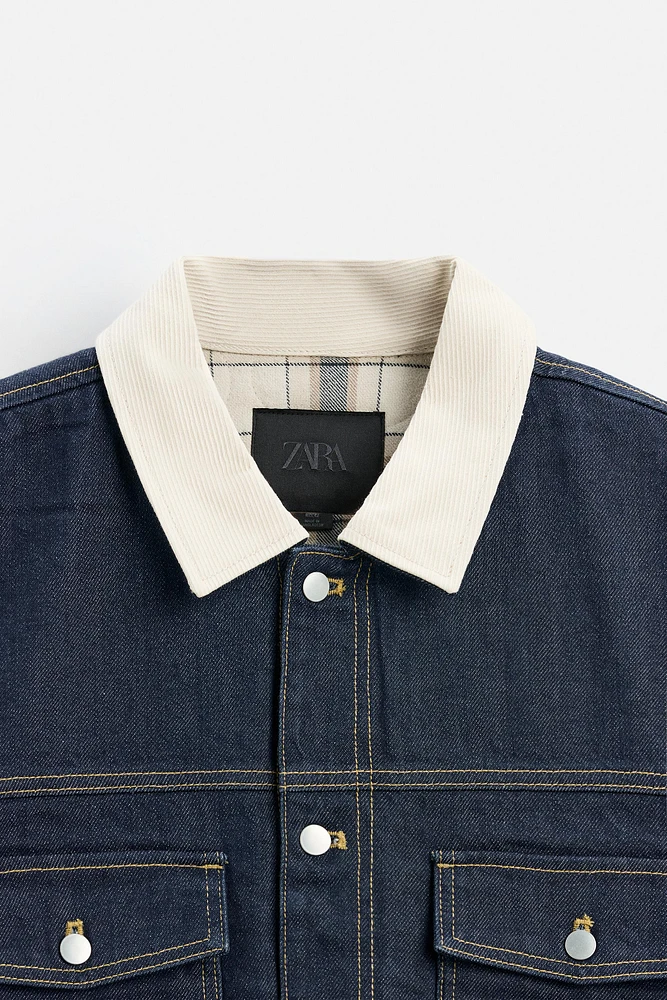 CONTRAST COLLAR DENIM JACKET