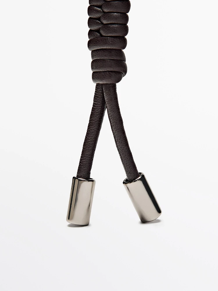 Nappa leather charm key ring with knots