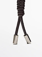 Nappa leather charm key ring with knots