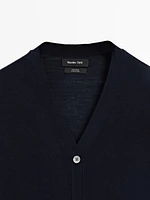Merino wool V-neck knit cardigan