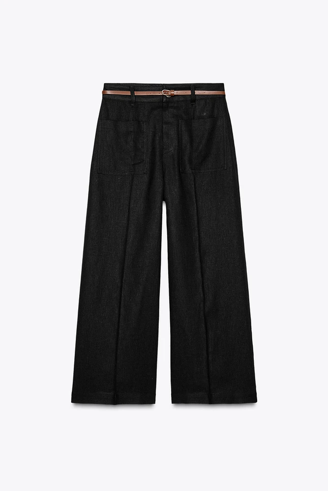 BELTED LINEN CULOTTES