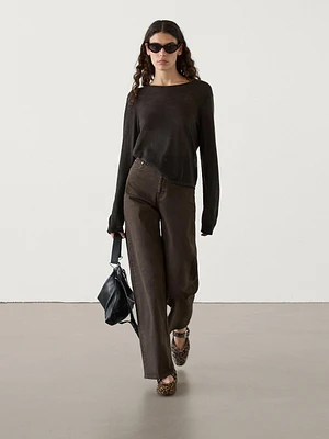 Mid-rise straight-leg jeans