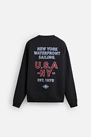 NAUTICAL EMBROIDERED TEXT SWEATSHIRT