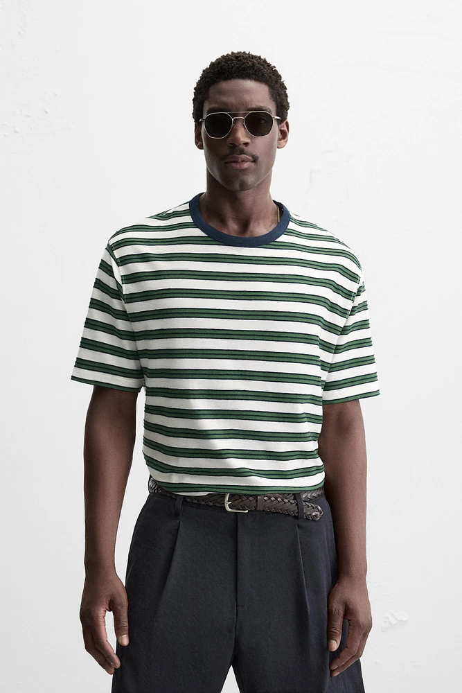 T-SHIRT JACQUARD RAYURES