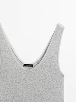 Cotton blend top with blonde lace detail