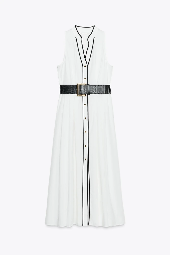 ROBE MIDI EN POPELINE LISERÉS CONTRASTE