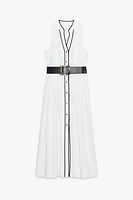 ROBE MIDI EN POPELINE LISERÉS CONTRASTE